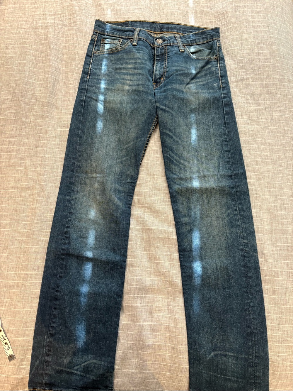 Straight-Leg Men's Jeans in Washed Blue Denim